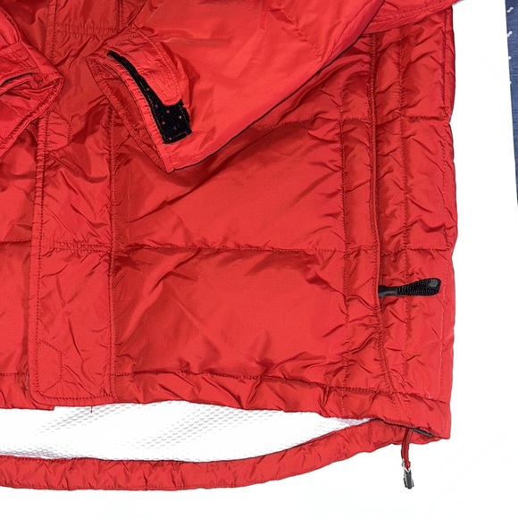 GAP Red Puffer Down MultiCompartment Zip-Up Coat Removable Hood Jacket Unisex A9 - Picture 12 of 16